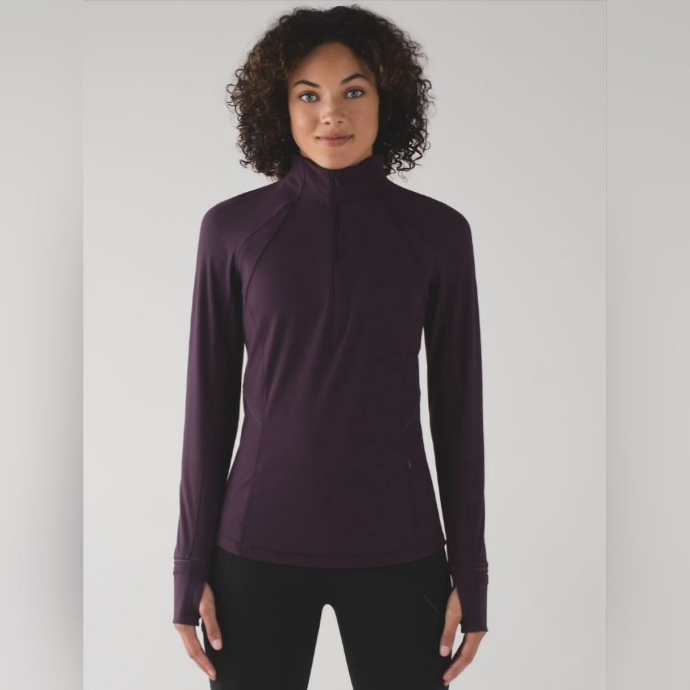 Lululemon Fresh Tracks zip shirt, black cherry